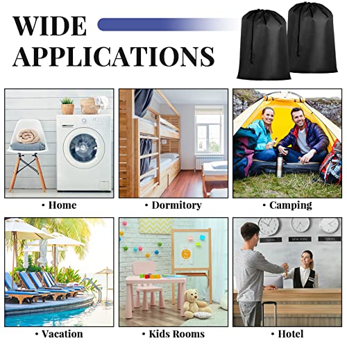 Woanger 12 Pack 28 x 45 Inch Extra Large Laundry Bags Bulk Washable Travel Laundry Bag with Drawstring Closure Large Dirty Clothes Organizer for College Dorm Home Hotel Camping(Black) - color: Black