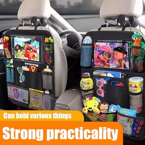ZIMISI Car Backseat Organizer, Oxford Cloth Kick Mats Back Seat Protector with 9 Pockets & Clear Tablet Holder, Universal Waterproof Car Road Trip Essentials Storage Accessory (1PC) - size: 1PC