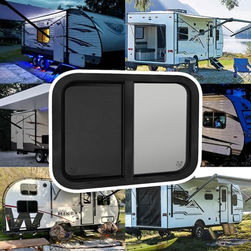 30"W x 20"H RV Window for Trailer Camper,Horizontal Sliding Replacement RV Window for Cargo Trailer with Screen&Trim Ring Fit 15/16" or 1-3/8" Thick Wall,Allow Error 1/16",DOT Approved - size: 30"W x 20"H
