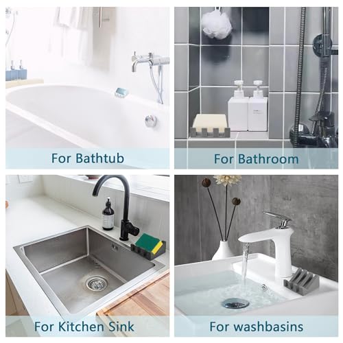Soap Dish Holder for Shower with Suction Cup, Silicone Soap Holder & Saver Self-Draining Bar Soap Dish Keeps Soap Dry for Bathroom, Kitchen, Bathtub, Extends Soap Life (LightGrey-1Pack) - color: Light Grey - 1 Pack
