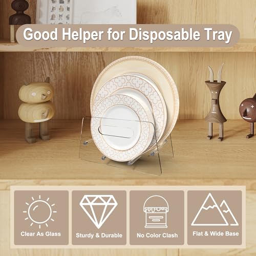Boloyo Acrylic Disposable Plate Dispenser, Clear Plate Dispenser for 5-12 Inches Paper Plastic Foam Plate Storage Organizer Rack Holder for Cabinet, Countertop, Rv or Outdoor Use