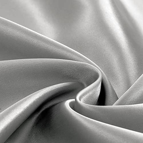 Homiest 3pcs Satin Sheets Set Luxury Silky Satin Bedding Set with Deep Pocket, 1 Fitted Sheet + 1 Flat Sheet + 1 Pillowcase (Twin XL Size, Light Grey) - color: Light Gray, size: Deep pocket - Twin XL size