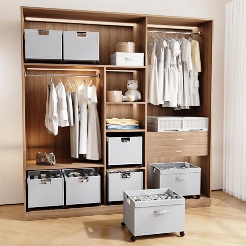 HOUSE AGAIN Shoe Organizer for Closet, Foldable Shoe Storage Organizer Box with Wheels and Adjustable Dividers, Sturdy Metal Frame Fits up to 16 Pairs, Large Shoes Storage with Clear Cover - size: 1 Pack