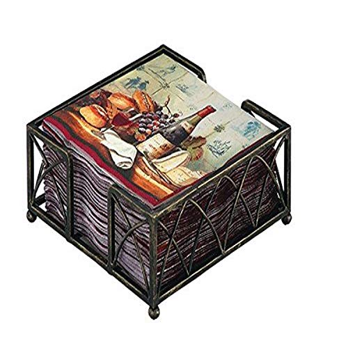 Boston International Cocktail Napkin Caddy, Arch Design in Antique Brass - color: Antique Brass, size: 5.25 x 5.25-Inches