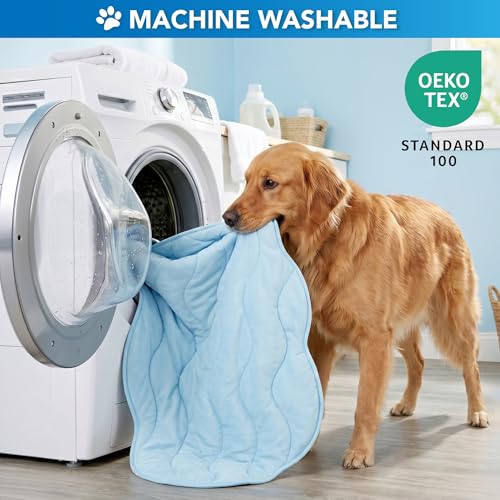 PetAmi Dog Cooling Mat, Cloud Shape, Pet Pad with Cooling Nylon & Soft Fleece, Q-Max > 0.4 Reversible All Season Blanket for Dogs & Cats, Large 49x59 in, Light Blue - color: Light Blue, size: Large