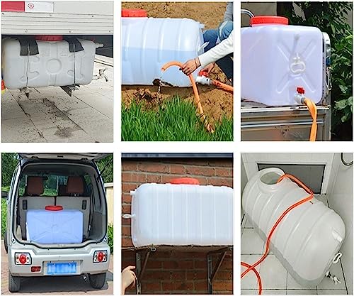 12 Gallon Portable Water Tank with Spigot&Hose, Water Storage Container for Camping, RV, Truck, Emergency Preparedness(Thickening) - color: 12 Gallon