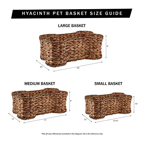 Bone Dry Pet Storage Collection, Bone Shape Hyacinth Toy Basket, Dark Brown, Medium - 21x13x8" - color: Dark Brown, size: Medium