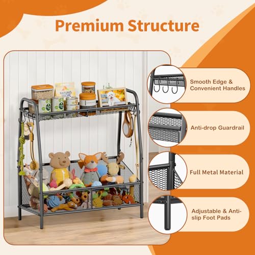 Lomivra Full Metal Dog Toy Basket, 23.6"x11.2"x7.9" Large Dogs Toy Bin with Storage Organizer, Chew-Resistant Toy Box for Dog Stuff Accessories, Pet Toy Storage Holder for Cat Dogs Essential Supplies