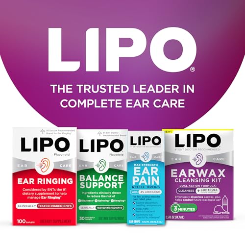 LIPO Earwax Removal Kit - Ear Wax Removal Drops with Bulb Syringe & Ear Plugs - Ear Cleaning Kit for Clogged Ears - Peroxide-Free, Gentle Ear Care for Daily Ear Hygiene & Wax Build-Up Removal