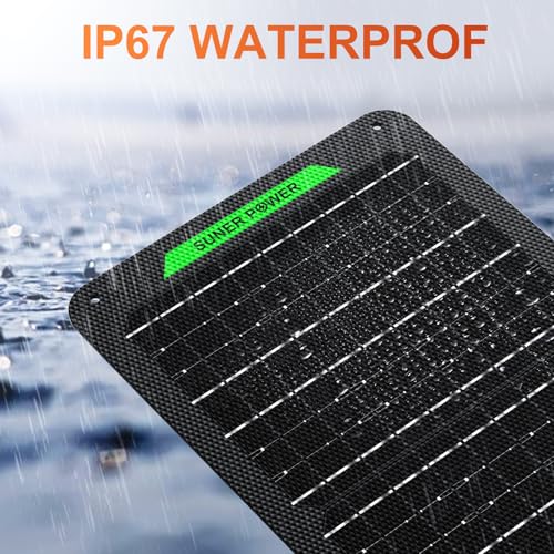 SUNER POWER Waterproof 12W 12V Solar Battery Charger & Maintainer PRO, Built-in UltraSmart MPPT Charge Controller, 12 Volt Solar Panel Trickle Charging Kits for Car Automotive Boat Marine RV Trailer - size: BC-12W-PB Ultra