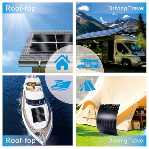 400W Semi-Flexible Solar Panel, 12V Monocrystalline Ultra-Flexible Bendable Mono Off-Grid Charger for Marine RV Cabin Van Car Boat Curve Surfaces (4PCS 100W) - size: 400W Panel