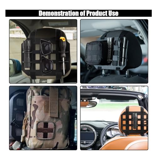 Car Headrest Organizer Rigid MOLLE Panel, Tactical Gear Seat Back Organizer, EDC Pouch Tool Gadget Holder, Backpack Insert Panel for Truck Equipment Mount Plate Modular Storage Shelf (Headrest Panel) - style: Headrest Panel