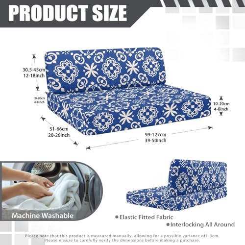 RV Dinette Cushions Covers Includes 1 Backrest Covers & 1 Bench Covers, Waterproof Stretch RV Sofa Seat Slipcovers, Replacement Seat Cover for RV Camper Travel Trail Couch - color: Blue Mandala