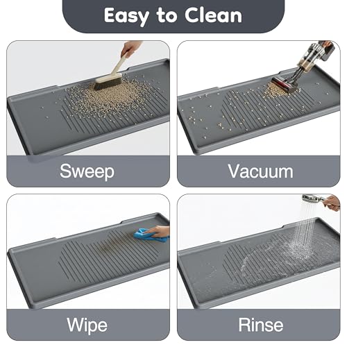 ISSEVE Cat Litter Mat 54" x 27.5" XXL, Extra Large Silicone Mat for Litter Box, 1.38" Raised Edge Urine Proof Litter Trapping Mat Pad for Scatter Control, Soft on Kitty Paws, Protect Floor (Dark Grey) - color: Dark Grey