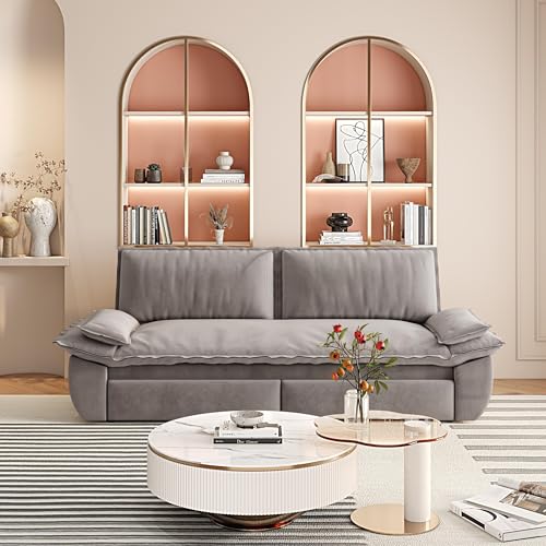 KEIKI 73.2" Queen Sleeper Sofa Bed, 3-in-1 Convertible Pull-Out Couch with Adjustable Backrest, Modern Velvet Loveseat Sofa for Home Office, Studio Apartment, Guest Room & Small Space Living - color: Grey, size: 73.2 Inch Queen