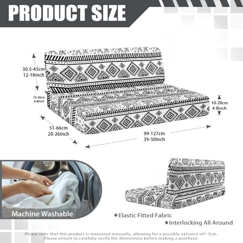 RV Dinette Cushion Covers - Black White Aztec Stretch Slipcovers, 2-Piece Set for Camper Booth Seat Protector, Anti-Slip Furniture Protector (Fits RV Sofa & Travel Trailer) - color: Black White Aztec