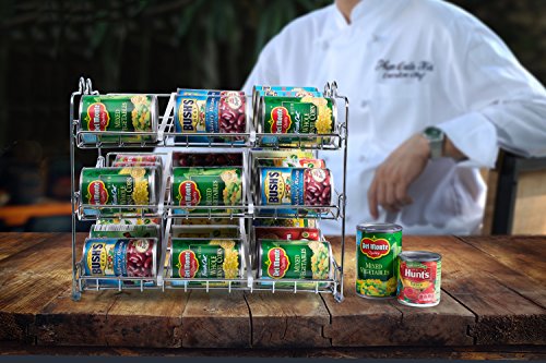 Che'mar Can Organizer for Pantry - Stackable Can Rack for 36 Cans, Canned Food Storage, Pantry Shelf, Kitchen Cabinet or Countertop. (Chrome) | for Pantry