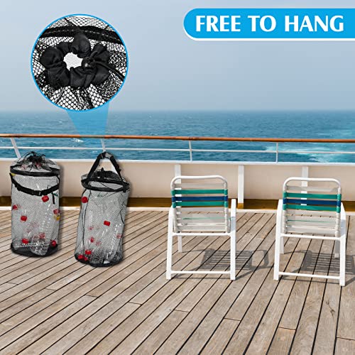 4 Pcs Boat Trash Bags Large Hoop Mesh Trash Can Portable Reusable Trash Pontoon Boat Accessories for Men Mesh Storage Bag for Fishing Kayak Camping Boating Marine Outdoor Storage ATV RV, Black