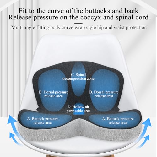 Car Seat Cushion, Memory Foam Driving Cushion with Adjustable Strap, Ergonomic Pad for Car & Semi Truck, Office Chair Cushion for Sciatica & Lower Back Pain Relief, Light Gray & Dark Gray - color: Light Gray & Dark Gray