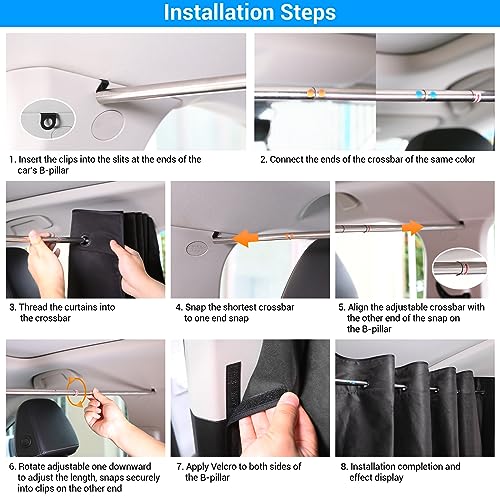 XCBYT Car Privcay Curtains - Car Camping Divider Curtains with Stainless Steel Adjustable Length Crossbar Window Shades for Van SUV Pickup Truck Travel Nap Camping - color: Divider(Large Suede, 70.8")