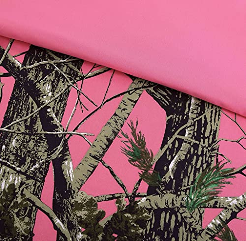 Chezmoi Collection Salem 4-Piece Cabin Lodge Forest Woods Sheet Set - Nature Camo Tree Leaves Printed Soft Microfiber Sheets - Full, Pink - color: Pink, size: Full