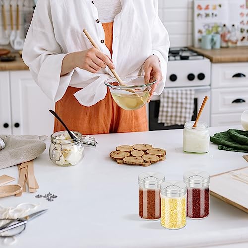 Segarty Spice Jars, 3 Pack 3 oz Spice Bottles with Shaker Lids, Glass Empty Seasoning Containers with Adjustable Pour Holes for Kitchen Spice Storage Stainless Steel Flow Top Salt and Pepper Shakers - size: 3oz / 80ml