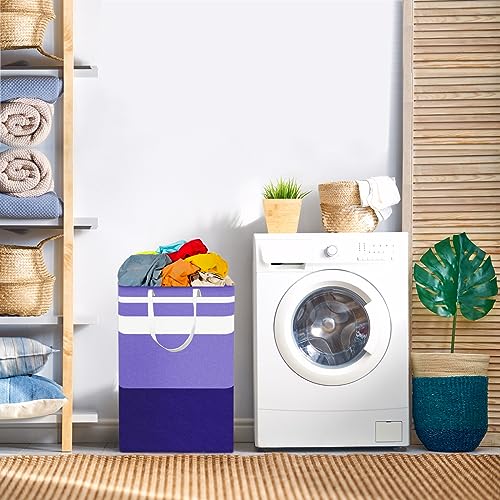 2-Pack Foldable Laundry Basket,Large Laundry Baskets with Handles,Waterproof Laundry Hamper,Collapsible Laundry Hampers for Clothes Organizer 80L (Black&Purple) - color: Black&Purple
