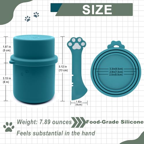 Original Canned Dog Food Storage Container | Wet Food Can Opener Spoon | Silicone Pet Can Lid | BPA Free, Airtight, Dishwasher & Freezer Safe(Dark Blue) - color: Dark Blue