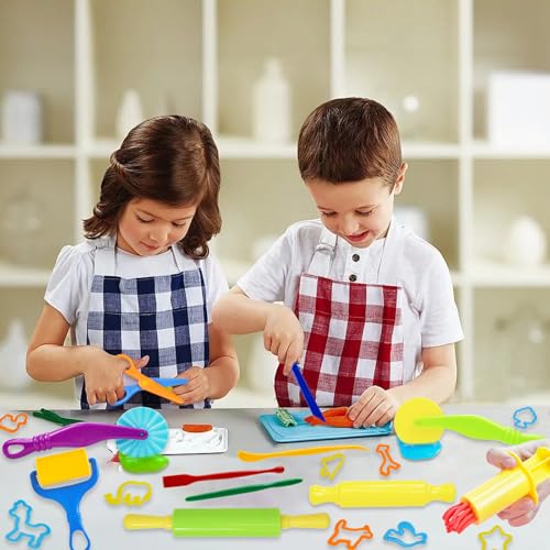 LCY WEDSHI Dough Tool Set, 24 Pcs Dough Tools Sets for Kids Ages 4-8, Dough Accessories Includes Animal Molds, Cutters Roller, Rolling Pins, Safety Scissors, Plastic Knife - style: 24pcs