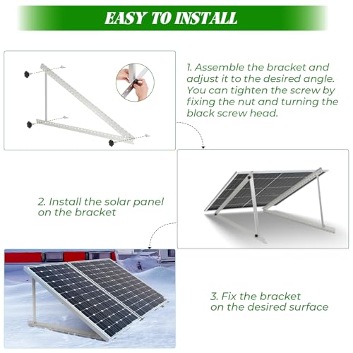 2 Sets Solar Panel Mount Brackets, 45inch Solar Panel Stands for Ground Roof RV Boat Off-Grid Camper, 0 to 90° Adjustable Photovoltaics Mounting Kit with Foldable Tilt Legs, for 2-4pcs 150-600 Watt - size: 45in-2 set