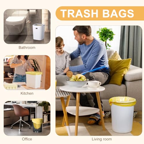 5 Rolls Small Trash Garbage Bags, 2.6 Gallon Strengthen Trash Bags, Durable Plastic Bags for Kitchen Office Home Bedroom Garden Waste Bin, Fit 10 Liter Trash-Can-Liners, 100 Count (Golden) - color: Golden