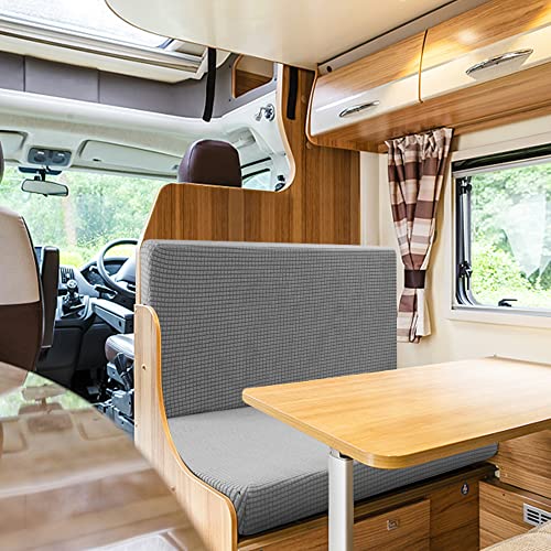 Sfcddtlg RV Dinette Cushion Covers - Grey Stretch Dinette Seat Covers - Washable Loveseat Slipcovers for Camper Car Bench Seats (2 Backrest & 2 Bench Covers)