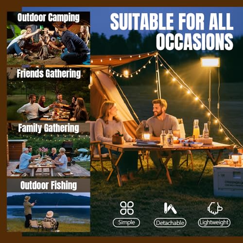 USB Telescopic Camping Light – External Power Bank Powered, Adjustable Tripod,Adjustable Brightness & Color Temperature for Outdoor,Camping,Hiking,Emergency Lighting(50 LEDs) - color: Camping Light