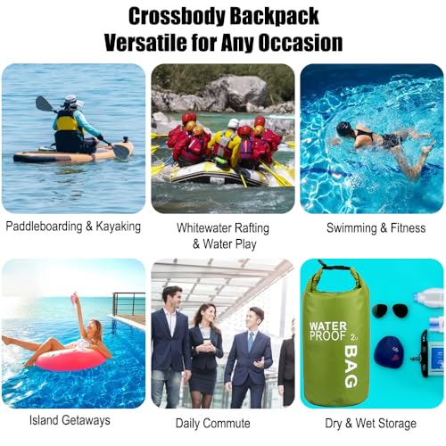 Waterproof Dry Bag 2L, Lightweight Roll-Top Sack for Kayaking Swimming Camping and Beach, Compact & Water-Resistant Outdoor Essential (Peagreen) - color: Peagreen
