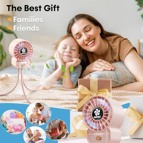 AMTIFO Pink Stroller Fan - USB Rechargeable, Quiet Cooling, 4 Adjustable Speeds, Portable Baby Fan for Strollers, Car Seats, Nurseries, Outdoor Use, Long-Lasting Battery - color: Pink