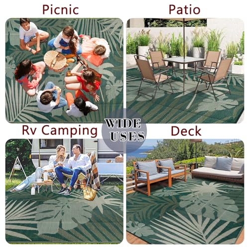 Homcomoda Outdoor Rugs 8’x10’ Waterproof Reversible Patio Rugs Outdoor Clearance Lightweight Outdoor Rugs Portable RV Camping Mats for Tents Deck Porch BBQ Beach Backyard
