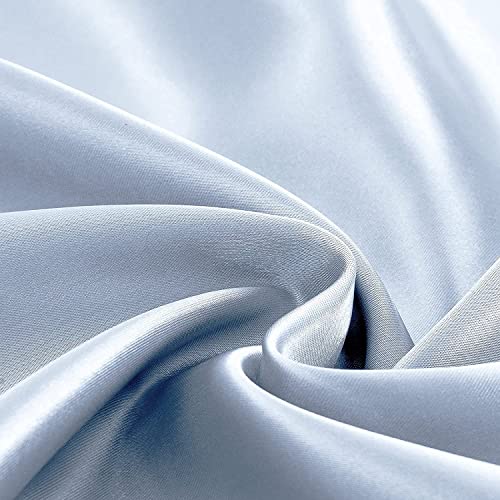 Homiest 3pcs Satin Sheets Set Luxury Silky Satin Bedding Set with Deep Pocket, 1 Fitted Sheet + 1 Flat Sheet + 1 Pillowcase (Twin XL Size, Baby Blue) - color: Baby Blue, size: Deep pocket - Twin XL size