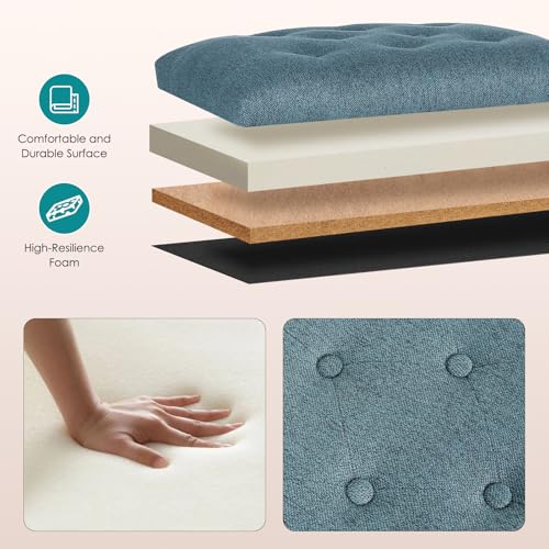 Joveco 24" Ottoman with Storage for Living Room Rectangular Fabric Tufted Bench Footrest Toy Chests for Bedroom (Cyan) - color: Cyan
