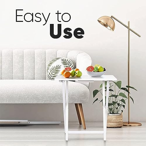 PJ Wood Conventional Solid and Sturdy Wood Construction Portable Folding TV Snack Tray Table Desk Serving Stand, White (4-Piece Set) - color: White, size: 4-Piece Set