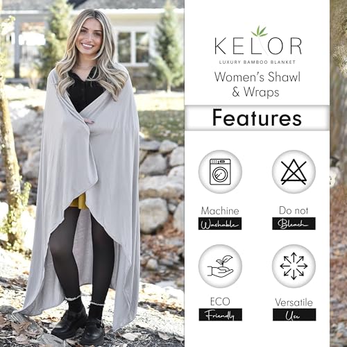 K E L O R Luxury Cooling Travel Blanket - Stretchy, Lightweight Soft & Breathable Shawl Wraps for Women - color: Warm Stone, size: Double-Sided