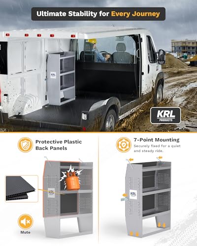 SV-3246 Steel Low/Mid/High Roof Van Shelving Storage System Fits Transit, GM, NV, Promaster and Sprinter, Contoured Shelving Unit, 32" W * 46" H * 13" D