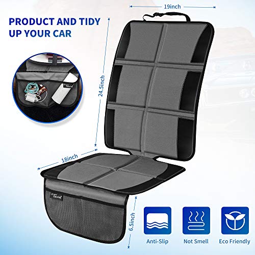 2 Pack Large Car Seat Protectors for Child & Baby, Thick Padding Waterproof, Auto Vehicle Leather Seats & Dog Mat Cover Pads, Grey - color: Grey