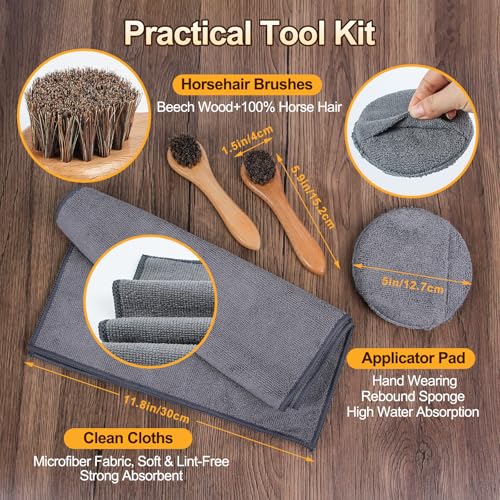 Nuroon Leather Boots Care Kit-3.52oz Saddle Soap+3.52oz Mink Oil for Leather Shoes Cleaning and Leather Purse Shoes Polishing - style: 7 Pieces