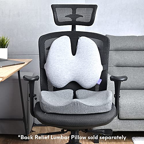 C CUSHION LAB Patented Pressure Relief Seat Cushion for Long Sitting Hours on Office/Home Chair, Car, Wheelchair - Extra-Dense Memory Foam for Hip, Tailbone, Coccyx, Sciatica - Light Grey - color: Gray