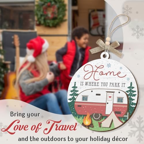 Camping Ornaments 2025, Camper Gifts for Women Men, Home is Where You Park It Wooden Ornaments for Christmas Decorations, Travel Gifts for Friends, Family, Exchange Ideas