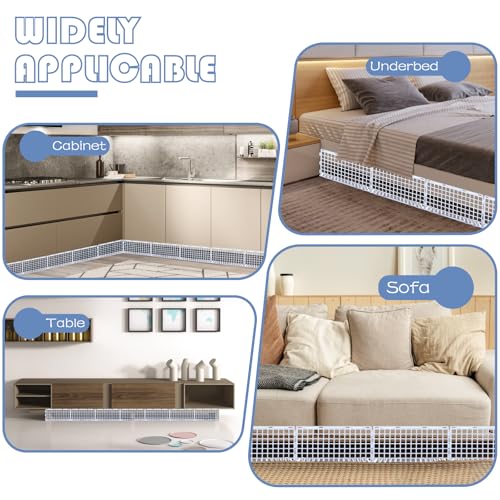 12 Pcs Under Couch Blocker for Bed Adjustable Furniture Plastic Under Bed Blocker with 30 Ties White Couch Barriers for Dogs Pets Cats (Style3) - color: Style3
