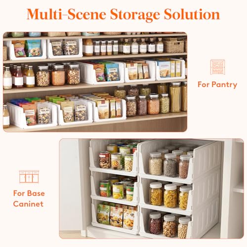 Lifewit 4 Pack Stackable Closet Organizers for Shelf, Plastic Clothes Storage Basket Bins for Wardrobe, Multifunctional Stacking Sweater Containers for Shelves, RV, Pantry, Kitchen, Dorm, 12.6" Wide - size: 16.5" Depth