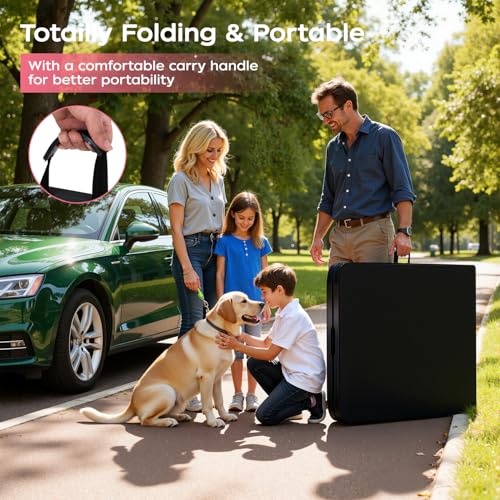 FDW 8FT Folding Table, Portable Fold-in-Half Plastic Picnic Party Table with Carrying Handle (Black, 8FT) - color: Black, size: 8 FT 94"x29"