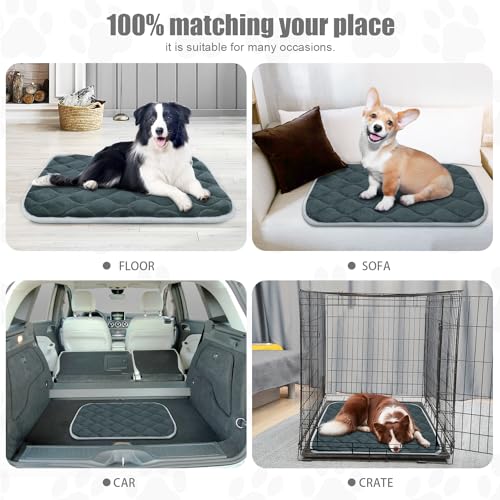 furrybaby Dog Bed Mat Flat Crate Mat with Anti-Slip Bottom Machine Washable Pet Kennel Pad for Dog Sleeping (XM 36x23'', Grey Mat) - size: 36.0"L x 23.0"W x 0.7"Th