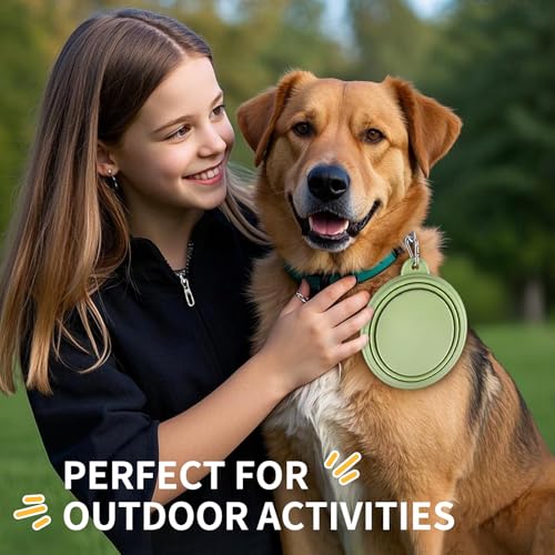 Collapsible Dog Bowls 2-Pack, Portable Travel Dog Bowl with Carabiner, Food-Grade Silicone Pet Bowl for Hiking, Walking (Macaron Pink and Green) - color: 12 OZ Macaron Pink and Green